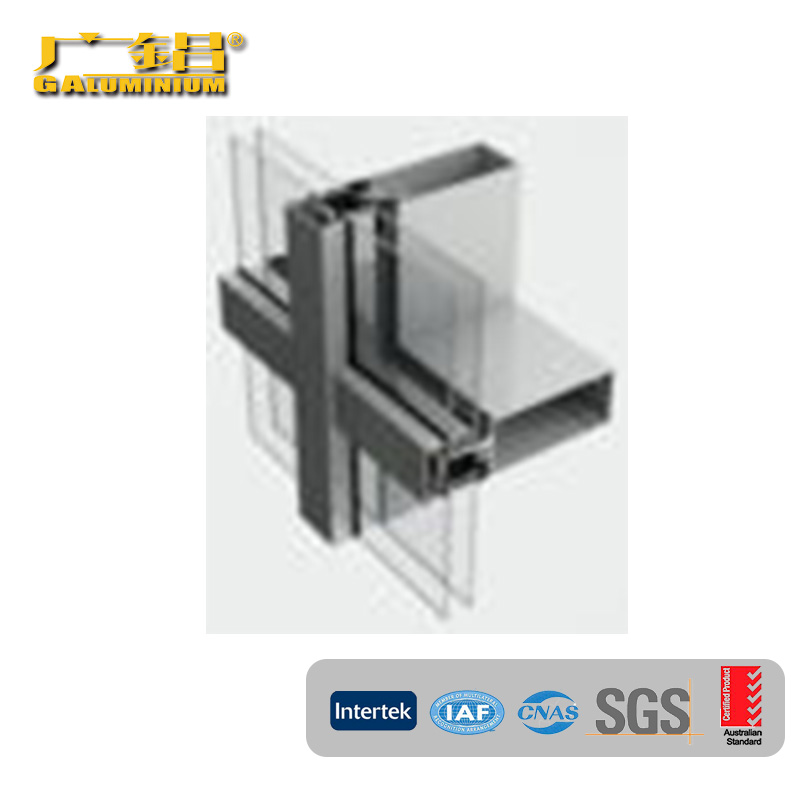 Gray Aluminium Energy-saving Curtain Wall with Visible Frame